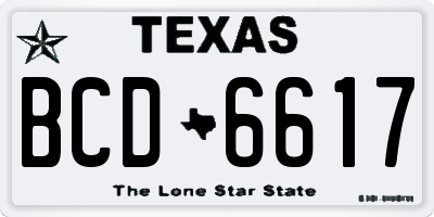 TX license plate BCD6617