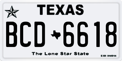 TX license plate BCD6618