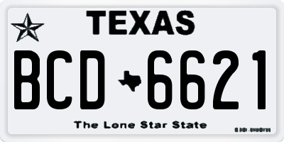 TX license plate BCD6621