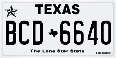 TX license plate BCD6640