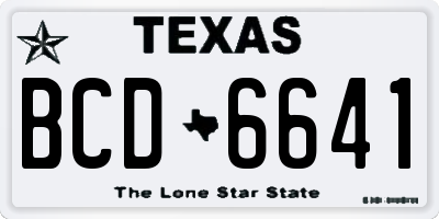 TX license plate BCD6641