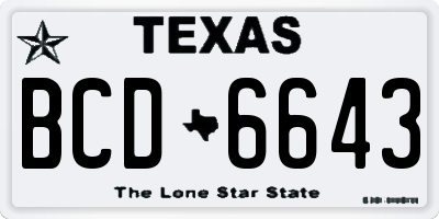 TX license plate BCD6643