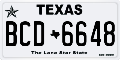 TX license plate BCD6648