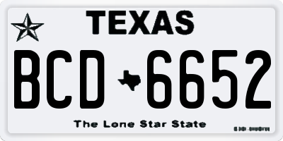 TX license plate BCD6652