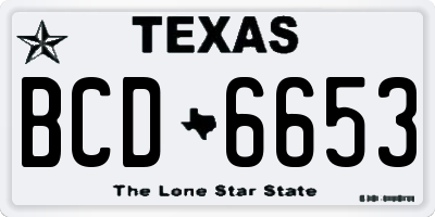 TX license plate BCD6653