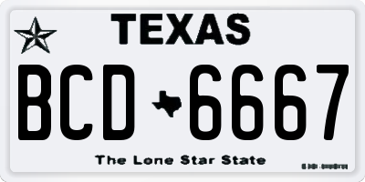 TX license plate BCD6667