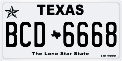 TX license plate BCD6668