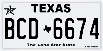 TX license plate BCD6674