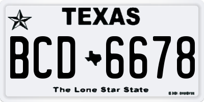 TX license plate BCD6678