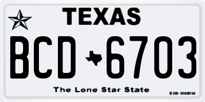 TX license plate BCD6703