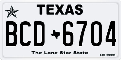 TX license plate BCD6704