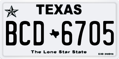 TX license plate BCD6705