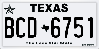 TX license plate BCD6751