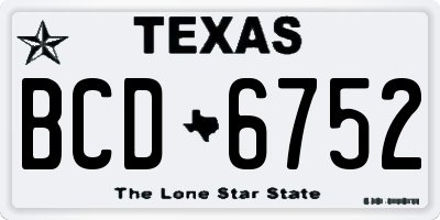 TX license plate BCD6752