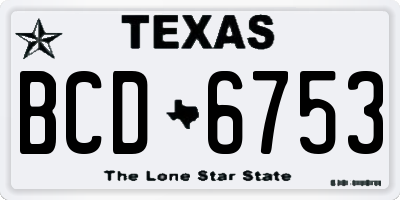 TX license plate BCD6753