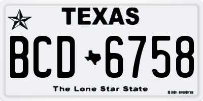 TX license plate BCD6758