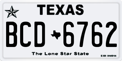 TX license plate BCD6762