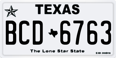 TX license plate BCD6763