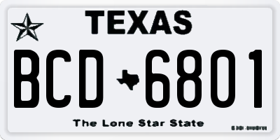 TX license plate BCD6801