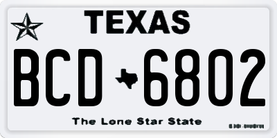 TX license plate BCD6802