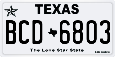 TX license plate BCD6803