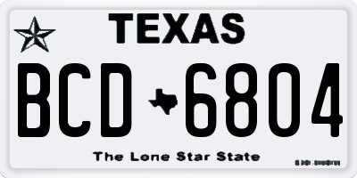 TX license plate BCD6804