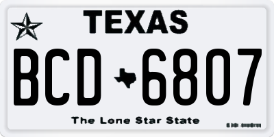TX license plate BCD6807