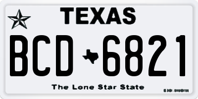 TX license plate BCD6821