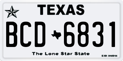 TX license plate BCD6831
