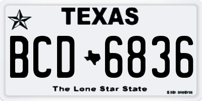 TX license plate BCD6836