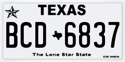 TX license plate BCD6837