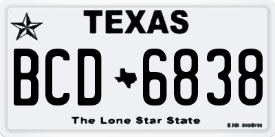 TX license plate BCD6838