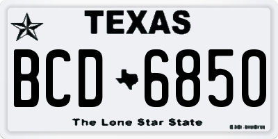 TX license plate BCD6850