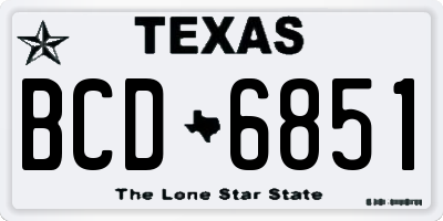 TX license plate BCD6851