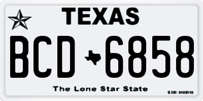TX license plate BCD6858
