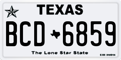 TX license plate BCD6859