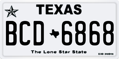 TX license plate BCD6868
