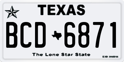 TX license plate BCD6871