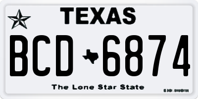 TX license plate BCD6874