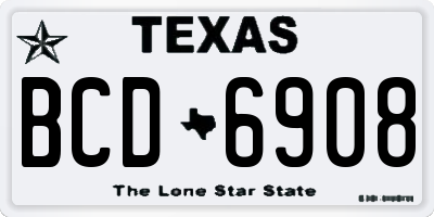TX license plate BCD6908