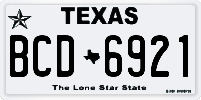 TX license plate BCD6921