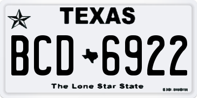 TX license plate BCD6922