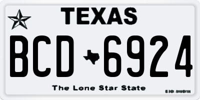 TX license plate BCD6924