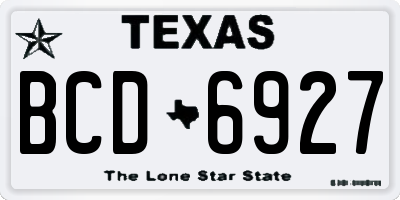 TX license plate BCD6927
