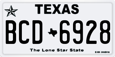 TX license plate BCD6928