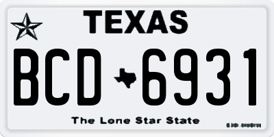 TX license plate BCD6931