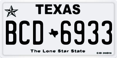 TX license plate BCD6933