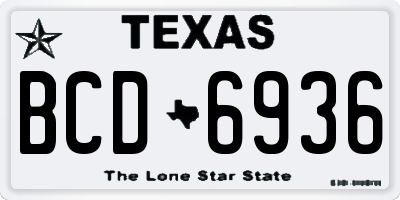 TX license plate BCD6936