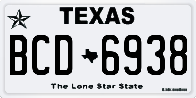 TX license plate BCD6938