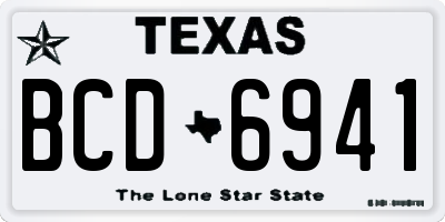 TX license plate BCD6941